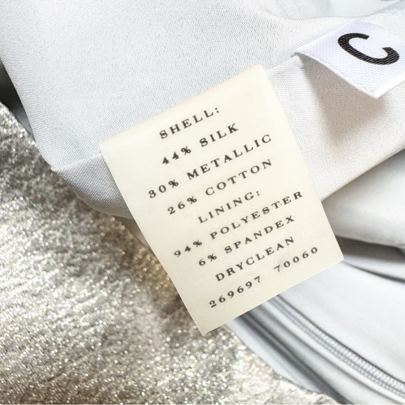 🎄 371. Ann Taylor Metallic‎ Brocade Mini A-Line Skirt Silver Gold 6P Retro Y2K - Picture 8 of 9